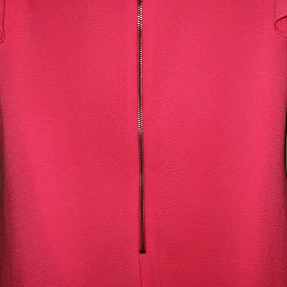 Gianni Bini Hot Pink Ruffled Short Sleeve Zippered Back Dress Size Medium - Picture 9 of 10